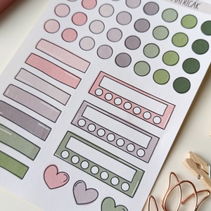 tervező matricák matricaív rózsaszín zöld- 0009 - otthon & életmód - papír, írószer - matrica, matrica csomag - Meska.hu