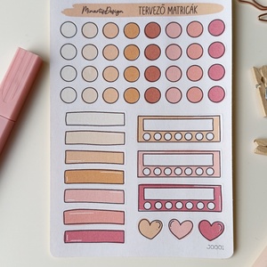 tervező matricák matricaív bézs rózsaszín- 0001, Otthon & Életmód, Papír, írószer, Matrica, matrica csomag, Fotó, grafika, rajz, illusztráció, MESKA