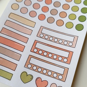 tervező matricák matricaív barack zöld- 0018 - otthon & életmód - papír, írószer - matrica, matrica csomag - Meska.hu