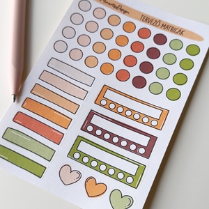 tervező matricák matricaív narancs, zöld- 0023 - otthon & életmód - papír, írószer - matrica, matrica csomag - Meska.hu