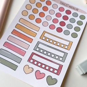 tervező matricák matricaív pink zöld sárga- 0019 - otthon & életmód - papír, írószer - matrica, matrica csomag - Meska.hu