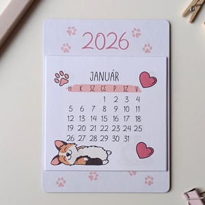 Corgis mágneses naptár hűtőre - 2026 - otthon & életmód - papír, írószer - naptár & tervező - Meska.hu