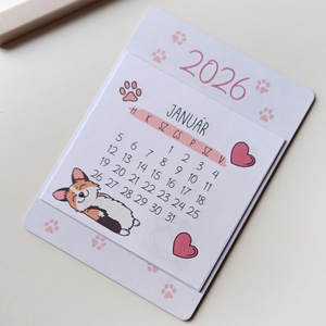 Corgis mágneses naptár hűtőre - 2026 - otthon & életmód - papír, írószer - naptár & tervező - Meska.hu