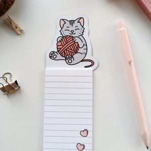 Cuki cicás mágneses mini jegyzettömb , Otthon & Életmód, Papír, írószer, Jegyzetfüzet & Napló, Fotó, grafika, rajz, illusztráció, MESKA