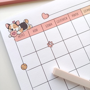 Havi tervező - corgi kutyás - otthon & életmód - papír, írószer - jegyzetfüzet & napló - Meska.hu