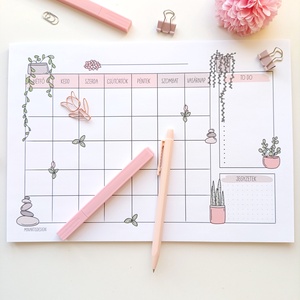 Havi tervező - szobanövény, Otthon & Életmód, Papír, írószer, Jegyzetfüzet & Napló, Fotó, grafika, rajz, illusztráció, MESKA