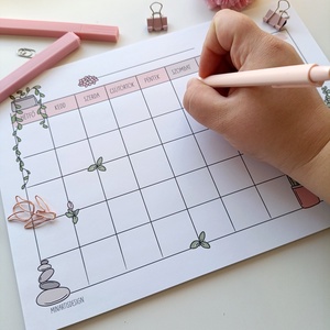 Havi tervező - szobanövény - otthon & életmód - papír, írószer - jegyzetfüzet & napló - Meska.hu