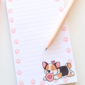 Cuki corgi kutyás jegyzettömb mancsnyomokkal - otthon & életmód - papír, írószer - jegyzetfüzet & napló - Meska.hu