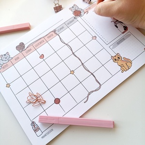 Havi tervező - cica  - otthon & életmód - papír, írószer - jegyzetfüzet & napló - Meska.hu