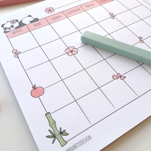 Havi tervező - pandás - otthon & életmód - papír, írószer - jegyzetfüzet & napló - Meska.hu