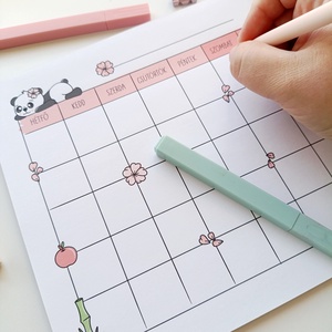 Havi tervező - pandás - otthon & életmód - papír, írószer - jegyzetfüzet & napló - Meska.hu