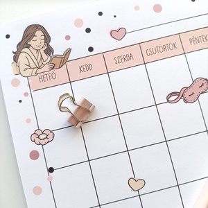 Havi tervező -csajos, virágos pöttyös - otthon & életmód - papír, írószer - jegyzetfüzet & napló - Meska.hu