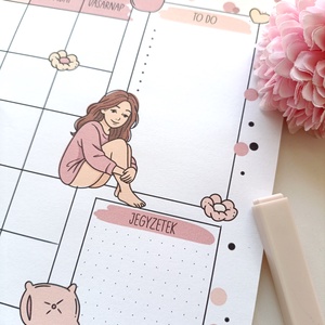 Havi tervező -csajos, virágos pöttyös - otthon & életmód - papír, írószer - jegyzetfüzet & napló - Meska.hu