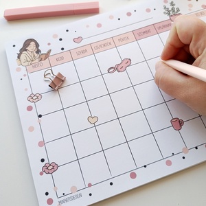 Havi tervező -csajos, virágos pöttyös - otthon & életmód - papír, írószer - jegyzetfüzet & napló - Meska.hu