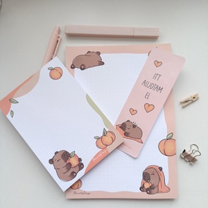 Kapibara jegyzettömb szett és könyvjelző, Otthon & Életmód, Papír, írószer, Jegyzetfüzet & Napló, Fotó, grafika, rajz, illusztráció, MESKA