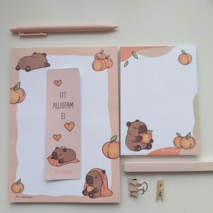 Kapibara jegyzettömb szett és könyvjelző - otthon & életmód - papír, írószer - jegyzetfüzet & napló - Meska.hu