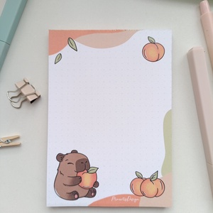 A6-os kapibara  barackos jegyzettömb , Otthon & Életmód, Papír, írószer, Jegyzetfüzet & Napló, Fotó, grafika, rajz, illusztráció, MESKA