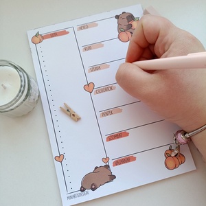 Heti tervező tömb - kapibara - otthon & életmód - papír, írószer - jegyzetfüzet & napló - Meska.hu