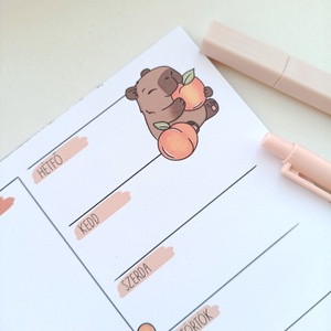 Heti tervező tömb - kapibara - otthon & életmód - papír, írószer - jegyzetfüzet & napló - Meska.hu