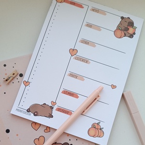 Heti tervező tömb - kapibara - otthon & életmód - papír, írószer - jegyzetfüzet & napló - Meska.hu