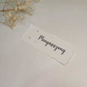 Esküvői ültető kártya minimalista - tépett, gyöngyökkel , Esküvő, Meghívó & Kártya, Ültetési rend, Papírművészet, MESKA