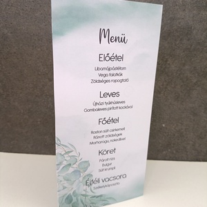 Esküvői menü, asztalszám kártya eucaliptus, Esküvő, Meghívó & Kártya, Menü, Papírművészet, MESKA