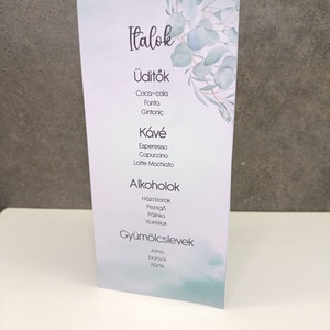 Esküvői menü, asztalszám kártya eucaliptus - esküvő - meghívó & kártya - menü - Meska.hu