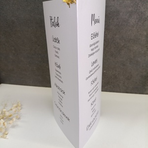 Esküvői menü, asztalszám minimalista aranyfüsttel - esküvő - meghívó & kártya - menü - Meska.hu