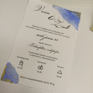 Esküvői meghívó akvarell, Esküvő, Meghívó & Kártya, Menü, Papírművészet, MESKA