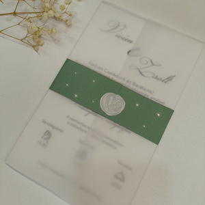 Esküvői meghívó viaszpecséttel gyöngyökkel, színes papír, Esküvő, Meghívó & Kártya, Menü, Papírművészet, MESKA