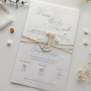 Esküvői meghívó viaszpecséttel gyöngyökkel, Esküvő, Meghívó & Kártya, Meghívó, Papírművészet, MESKA