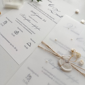 Esküvői meghívó viaszpecséttel gyöngyökkel - esküvő - meghívó & kártya - meghívó - Meska.hu