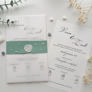 Esküvői meghívó viaszpecséttel gyöngyökkel, színes papír, Esküvő, Meghívó & Kártya, Meghívó, Papírművészet, MESKA