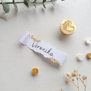 Esküvői ültető kártya - tépett arany fóliás - Meska.hu