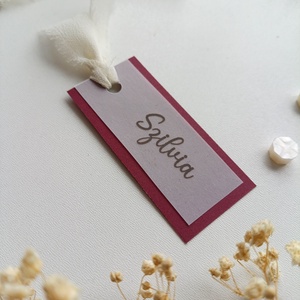 Esküvői ültető kártya - színes karton és szalag, Esküvő, Meghívó & Kártya, Ültetési rend, Papírművészet, MESKA