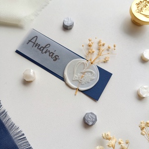 Esküvői ültető kártya viasz pecséttel, virággal, Esküvő, Meghívó & Kártya, Ültetési rend, Papírművészet, MESKA