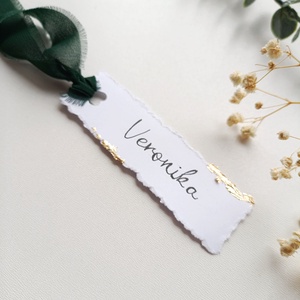 Esküvői ültető kártya - tépett arany fóliás, Esküvő, Meghívó & Kártya, Ültetési rend, Papírművészet, MESKA