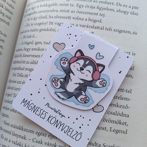 mágneses könyvjelző - cuki husky kutya - könyv & zene - könyvjelző - Meska.hu