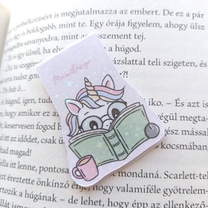 mágneses könyvjelző - unikornis - reading is magical - könyv & zene - könyvjelző - Meska.hu