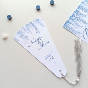 Esküvői legyező menü kártya és program kártya kék virágos  - esküvő - meghívó & kártya - menü - Meska.hu