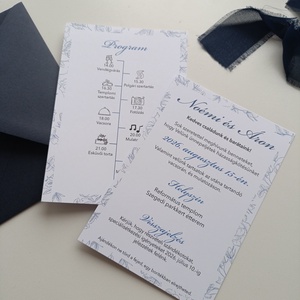 Esküvői meghívó kék vintage, Esküvő, Meghívó & Kártya, Meghívó, Papírművészet, MESKA