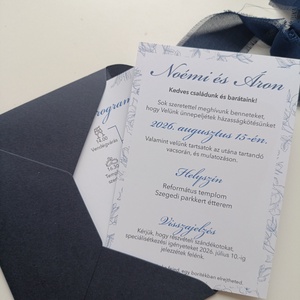 Esküvői meghívó kék vintage - esküvő - meghívó & kártya - meghívó - Meska.hu