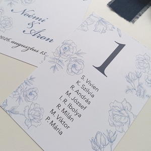 Esküvői ülés rend kék virágos vintage, Esküvő, Meghívó & Kártya, Ültetési rend, Papírművészet, MESKA