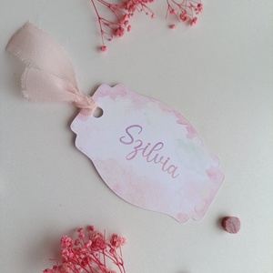 Esküvői ültetőkártya vintage forma vágott akvarell - esküvő - meghívó & kártya - ültetési rend - Meska.hu