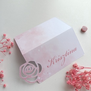 Esküvői ültetőkártya rózsa minta vágott akvarell - esküvő - meghívó & kártya - ültetési rend - Meska.hu