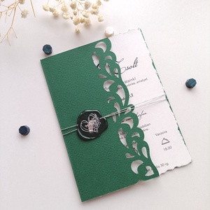 Esküvői meghívó tépett szélű színes díszesen vágott kartonban, Esküvő, Meghívó & Kártya, Meghívó, Papírművészet, MESKA