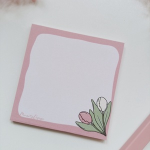 Tavasz tulipános jegyzettömb - 9x9 cm, Otthon & Életmód, Papír, írószer, Jegyzetfüzet & Napló, Fotó, grafika, rajz, illusztráció, MESKA