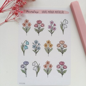Matricaív - tavaszi virágok matrica, Otthon & Életmód, Papír, írószer, Matrica, matrica csomag, Fotó, grafika, rajz, illusztráció, MESKA