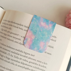 mágneses könyvjelző - türkiz csillogós galaxis - Meska.hu