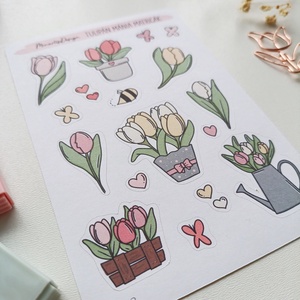 Matricaív - tavaszi tulipán matricák - otthon & életmód - papír, írószer - matrica, matrica csomag - Meska.hu